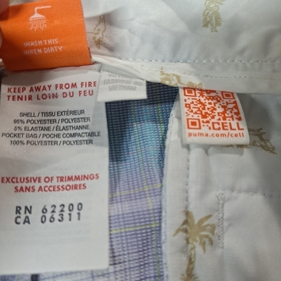 3 FOR 12 SALE Puma Golf Shorts 8 Blue Purple White Plaid Dry Cell Stretch Chino - Picture 7 of 13